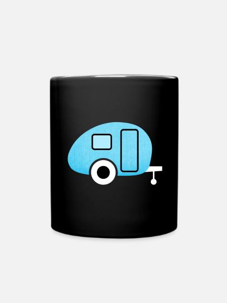 Caravan Wohnwagen Canvas Leinen Camping Camper - Tasse einfarbig - Schwarz