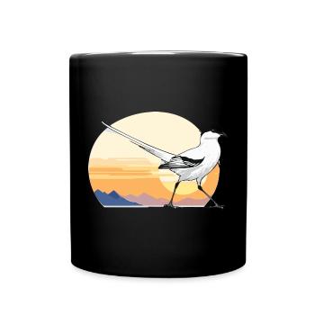 Vogel im Sonnenaufgang - Tasse einfarbig - Schwarz - Vorne