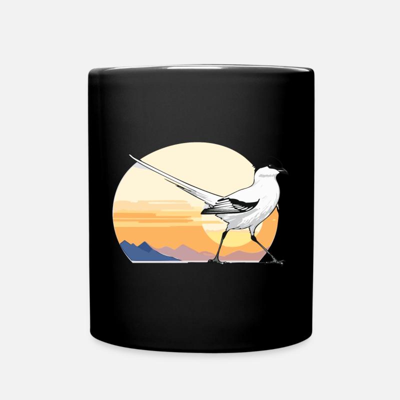 Vogel im Sonnenaufgang - Tasse einfarbig - Schwarz