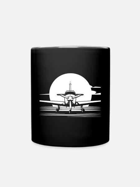Flugzeug Skizze - Tasse einfarbig - Schwarz