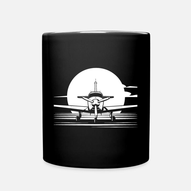 Flugzeug Skizze - Tasse einfarbig - Schwarz