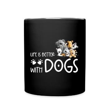 Chien Caca de chien La vie du chien est meilleure avec les chiens - Mug uni - noir - Devant