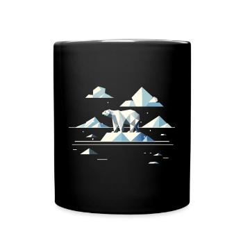 Geometrischer Eisbär auf Eisscholle–Arktische Ruhe - Tasse einfarbig - Schwarz - Vorne