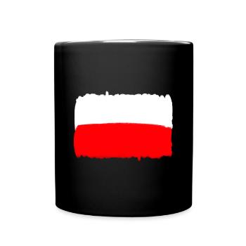 Polnische Flagge von Polen Flagge PL - Tasse einfarbig - Schwarz - Vorne