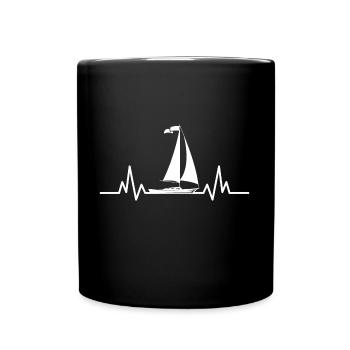 Segeln Herzschlag Segelboot - Tasse einfarbig - Schwarz - Vorne