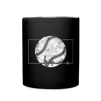 Baseball Heartbeat Emblem - Full Colour Mug - black - Front
