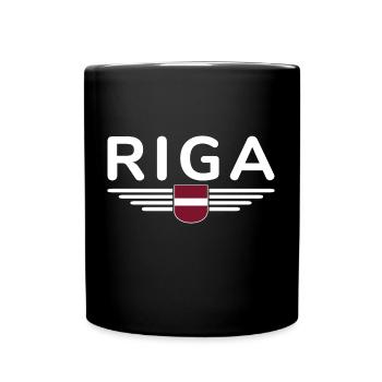 Riga T-Shirt – Hauptstadt-Liebe - Tasse einfarbig - Schwarz - Vorne