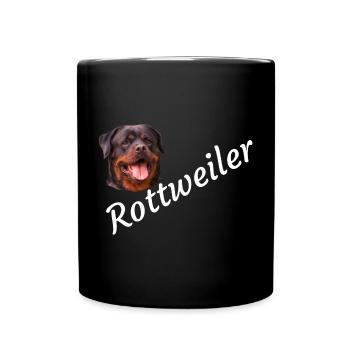 Rottweiler ,Hunde, Hundekopf, Wachhund, Rassehund, - Tasse einfarbig - Schwarz - Vorne