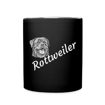 Rottweiler ,Hunde, Hundekopf, Wachhund, Rassehund, - Tasse einfarbig - Schwarz - Vorne
