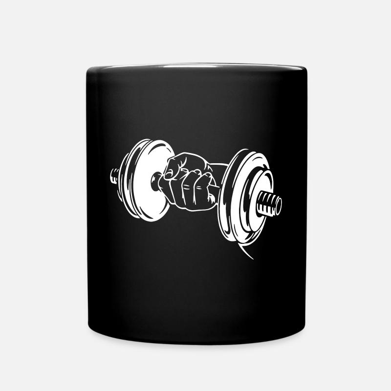 Bold Dumbbell Lifting Fitness Artwork - Full Colour Mug - black