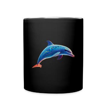 Neon Dolphin - Full Colour Mug - black - Front