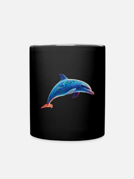 Neon Delphin - Tasse einfarbig - Schwarz