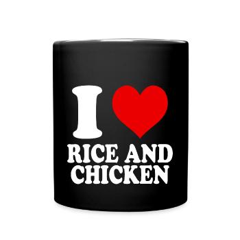 J’aime le riz et le poulet Cœur plein d’ - Mug uni - noir - Devant
