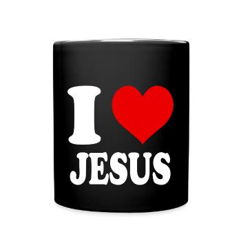 Ich liebe Jesus Jesus Religion Gläubiger Herz Lustig - Tasse einfarbig - Schwarz - Vorne