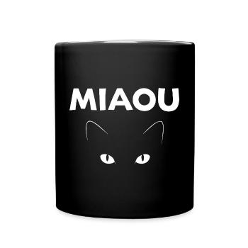 Mysterious Meow: Feline Gaze - Full Colour Mug - black - Front