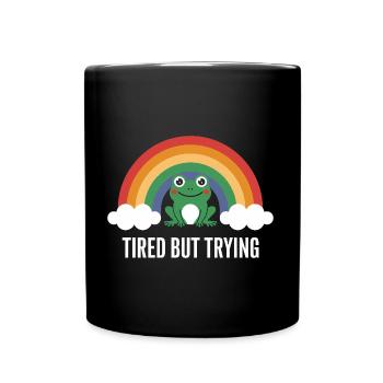 Tired but committed - Full Colour Mug - black - Front