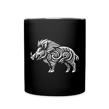 Stammes-Wildschwein - Tasse einfarbig - Schwarz - Vorne
