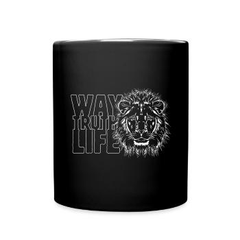 Löwe „WAY TRUTH LIFE“ - Tasse einfarbig - Schwarz - Vorne