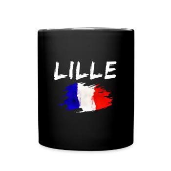 Lille Frankreich Flagge Stadt Lille - Tasse einfarbig - Schwarz - Vorne