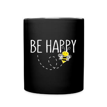 Be Happy Biene Statement Happy - Tasse einfarbig - Schwarz - Vorne