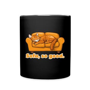 Sofa, So Good Cat Nap - Full Colour Mug - black - Front