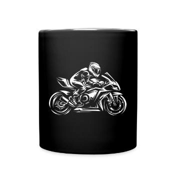 Superbike Racing Motorcycle - Biker and Racing - Full Colour Mug - black - Front