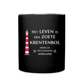 Ameland, Niederlande Leuchtturm Handzeichnung - Tasse einfarbig - Schwarz - Vorne