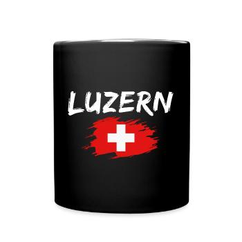 Luzern Schweiz Flagge - Tasse einfarbig - Schwarz - Vorne