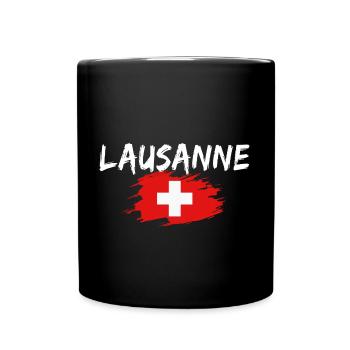 Lausanne Switzerland Flag - Full Colour Mug - black - Front