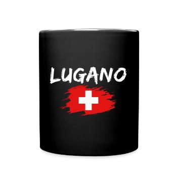 Lugano Switzerland Flag - Full Colour Mug - black - Front