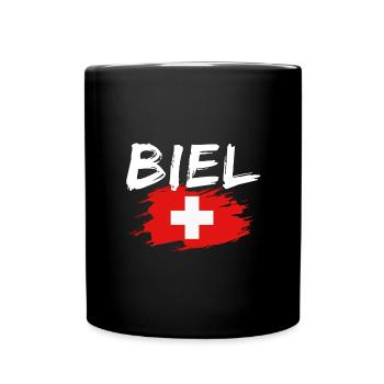 Bienne Suisse Drapeau - Mug uni - noir - Devant
