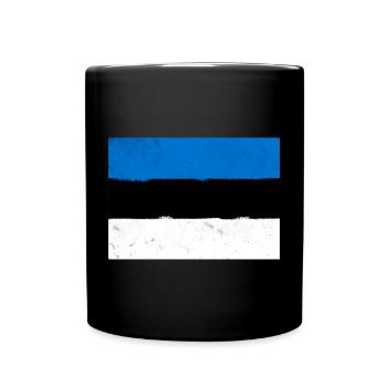 Flagge Estlands – Nordischer Minimalismus - Tasse einfarbig - Schwarz - Vorne