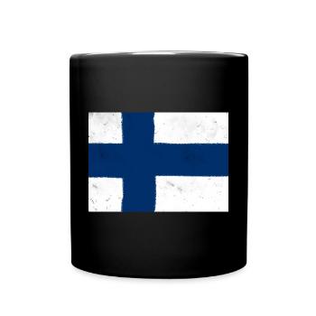 Flagge von Finnland – Skandinavische Einfachheit - Tasse einfarbig - Schwarz - Vorne