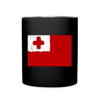 Flag of Tonga - Full Colour Mug - black - Front