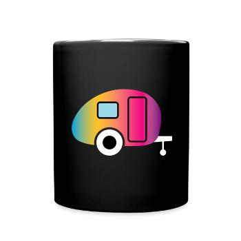 Caravan Wohnwagen Farbverlauf Camping Camper Fan - Tasse einfarbig - Schwarz - Vorne