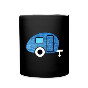 Caravan Caravan Jeans Camper Fabric Retro Vintage - Full Colour Mug - black - Front