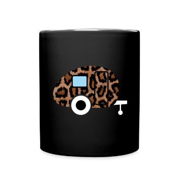 Caravan Wohnwagen Leopard Leolook Camping Retro - Tasse einfarbig - Schwarz - Vorne