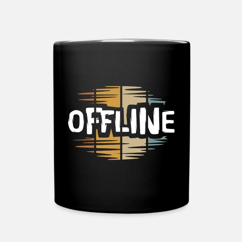 vintage offline Schriftzug - retro digital detox - Tasse einfarbig - Schwarz