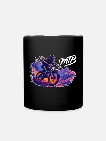 MTB Mountain Biking Mountain Biker Hobby Gift - Full Colour Mug - black