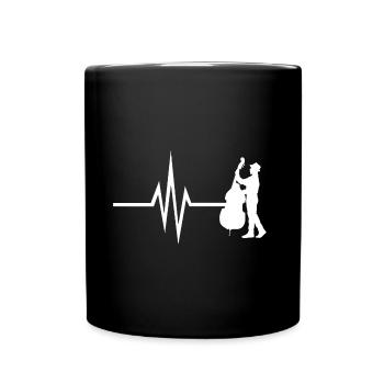 Mon cœur bat pour le double instrument basse basse - Mug uni - noir - Devant