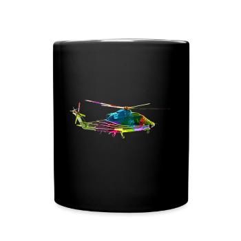 Bunter Helikopter - Tasse einfarbig - Schwarz - Vorne