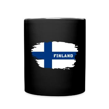 Finland Flag / Gift Helsinki Scandinavia - Full Colour Mug - black - Front