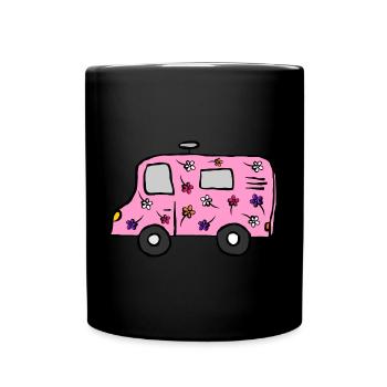 Flower Power RV with SAT Bowl - Full Colour Mug - black - Front