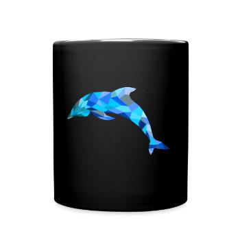 Blauer Delphin - Tasse einfarbig - Schwarz - Vorne