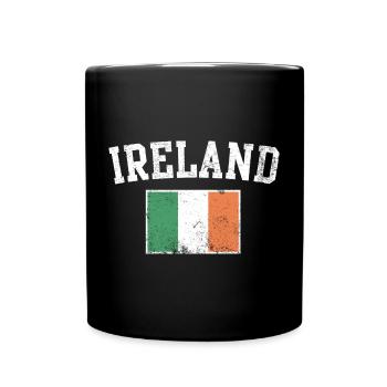 Irland Flagge Varsity Wappen Abschlag - Tasse einfarbig - Schwarz - Vorne