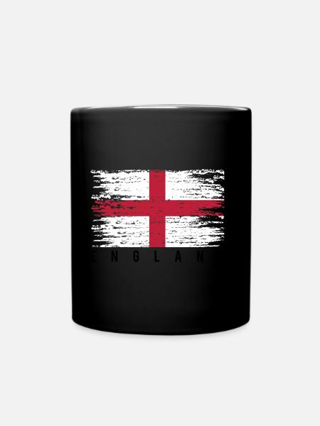 Distressed English Cross - Full Colour Mug - black