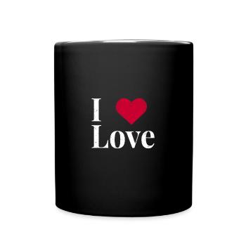I Love Herz Typo Kontrast - Tasse einfarbig - Schwarz - Vorne
