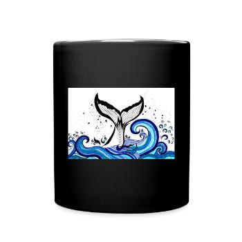 Walflosse Meer Poster - Tasse einfarbig - Schwarz - Vorne