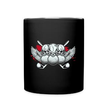 GOLF | Skull Golfball Golfschläger Golfer Geschenk - Tasse einfarbig - Schwarz - Vorne