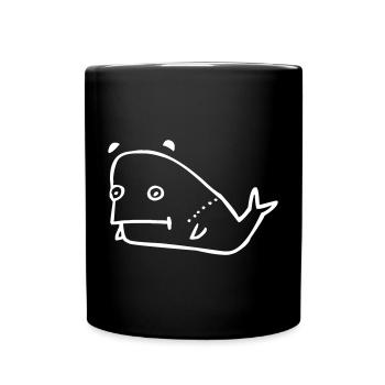 Caricature de baleine - Mug uni - noir - Devant